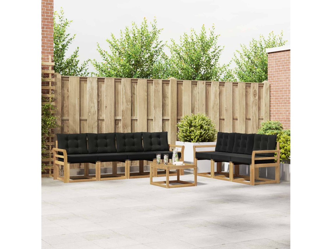 Vidaxl Conjunto De Sofás Para Exterior 8 Unid. Branco E Preto
