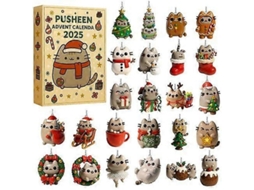 Calendário de Advento de Natal 2025 Decorativo de Acrílico Estilo Completo Pusheenbox