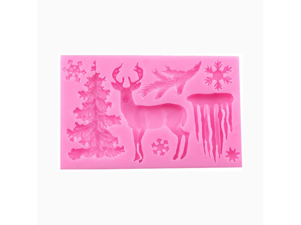 Bolo de Natal 3D Molde de Chocolate Molde de Assar Árvore Boneco de Neve Fondant de Silicone Forma Rosa