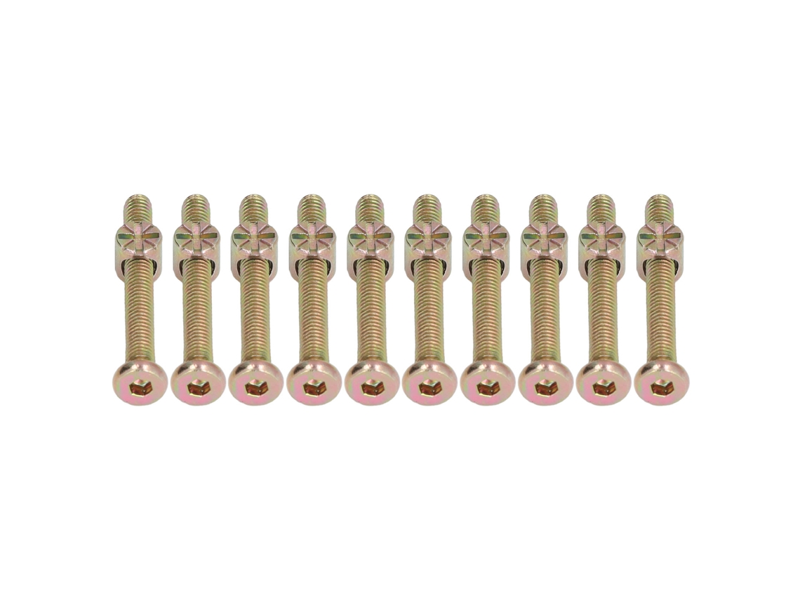 10 Conjuntos Parafusos Berço M6 Aço Inoxidável Galvanizado Chave Hexagonal Kit Hardware M6x40mm