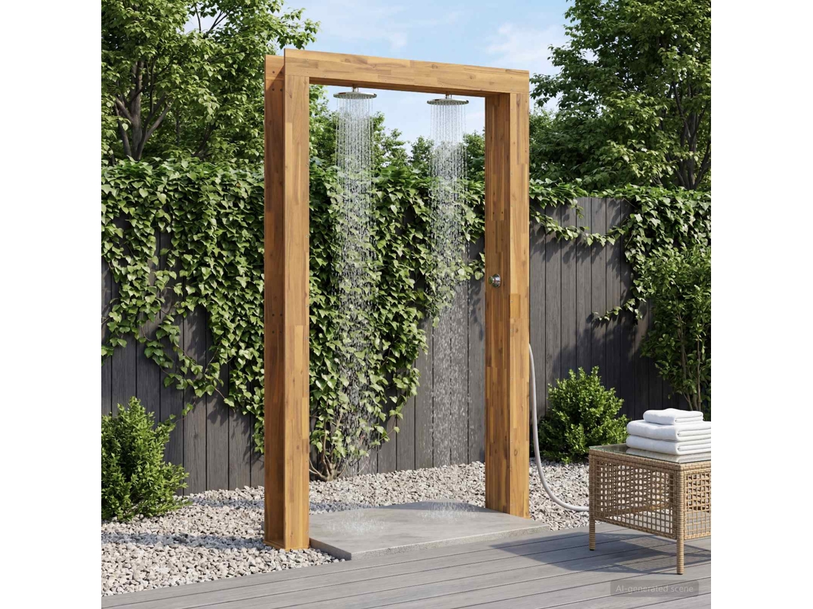 Vidaxl Chuveiro Externo 226 Cm Madeira Acácia Maciça E Aço Inoxidável