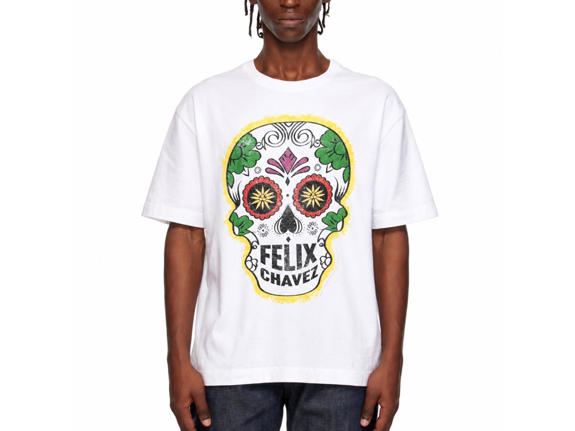Rockinstone Rocky Movie Felix Chavez Skull White Adult T-shirt Size:s