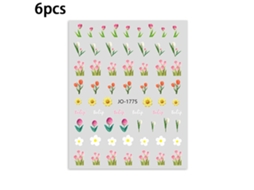 Unidades De Flores AdesivosArtísticas Decalques Flores De Tulipa Primavera Flores Folhas 3D Design Autoadesivo Dicas De Manicure -St-02 ZMDECQNA