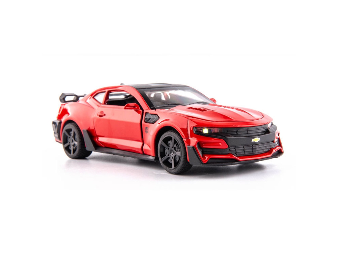 Miniatura de Carro Chevrolet Camaro em Escala 1/32, Feita de Metal, com 4 Portas Que Podem Ser Abertas, com Luzes e Efeitos Sonoros. MDUG (vermelho)