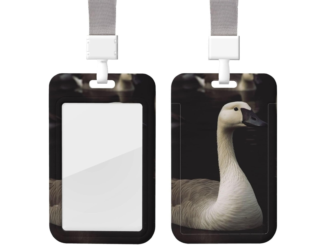 Porta Crachá Ganso Com Cordão, Suporte Crachá, Capa Protetora de Cartão Vertical, Capa Plástica Impermeável, Estojo
