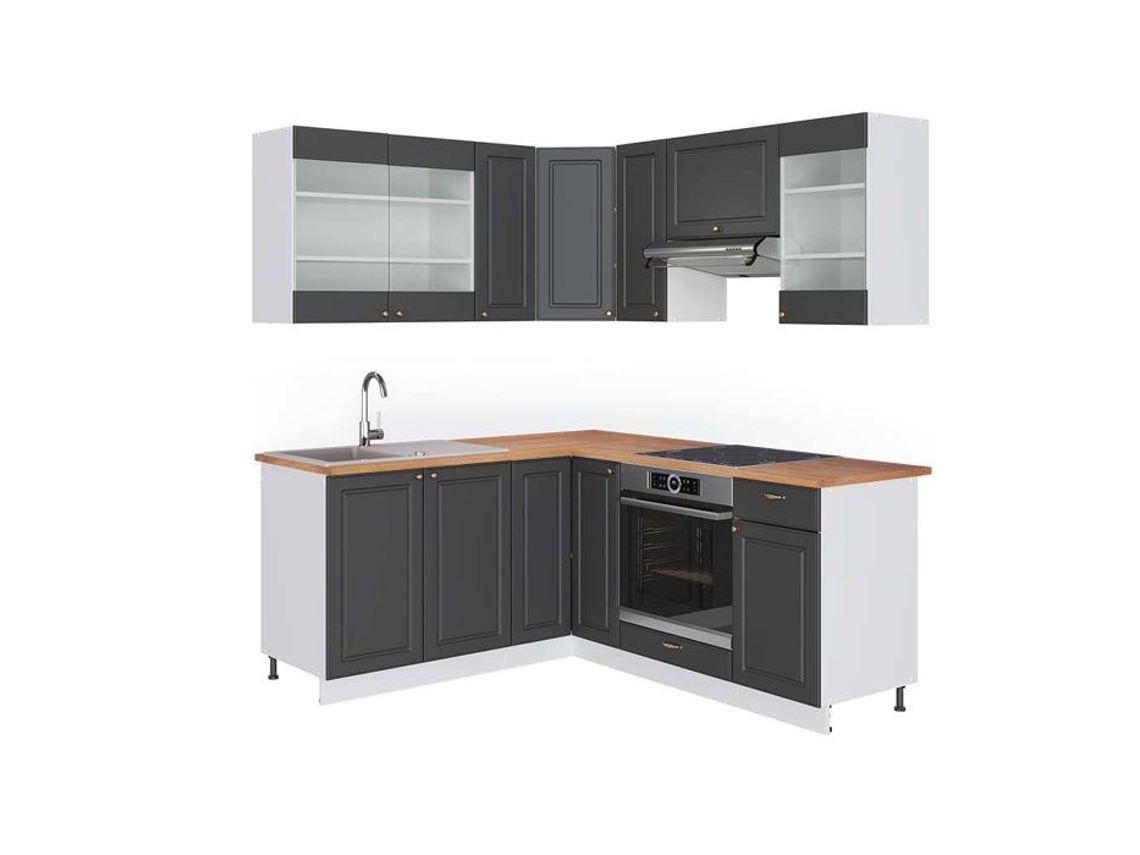 Cozinha de canto Fame-Line, 160 x 190 cm, carvalho PT, ouro antracite/branco, Vicco