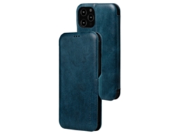 Capa Inch Para Iphone 13 Pro Max Pele Sintética Com Porta-cartões Azul