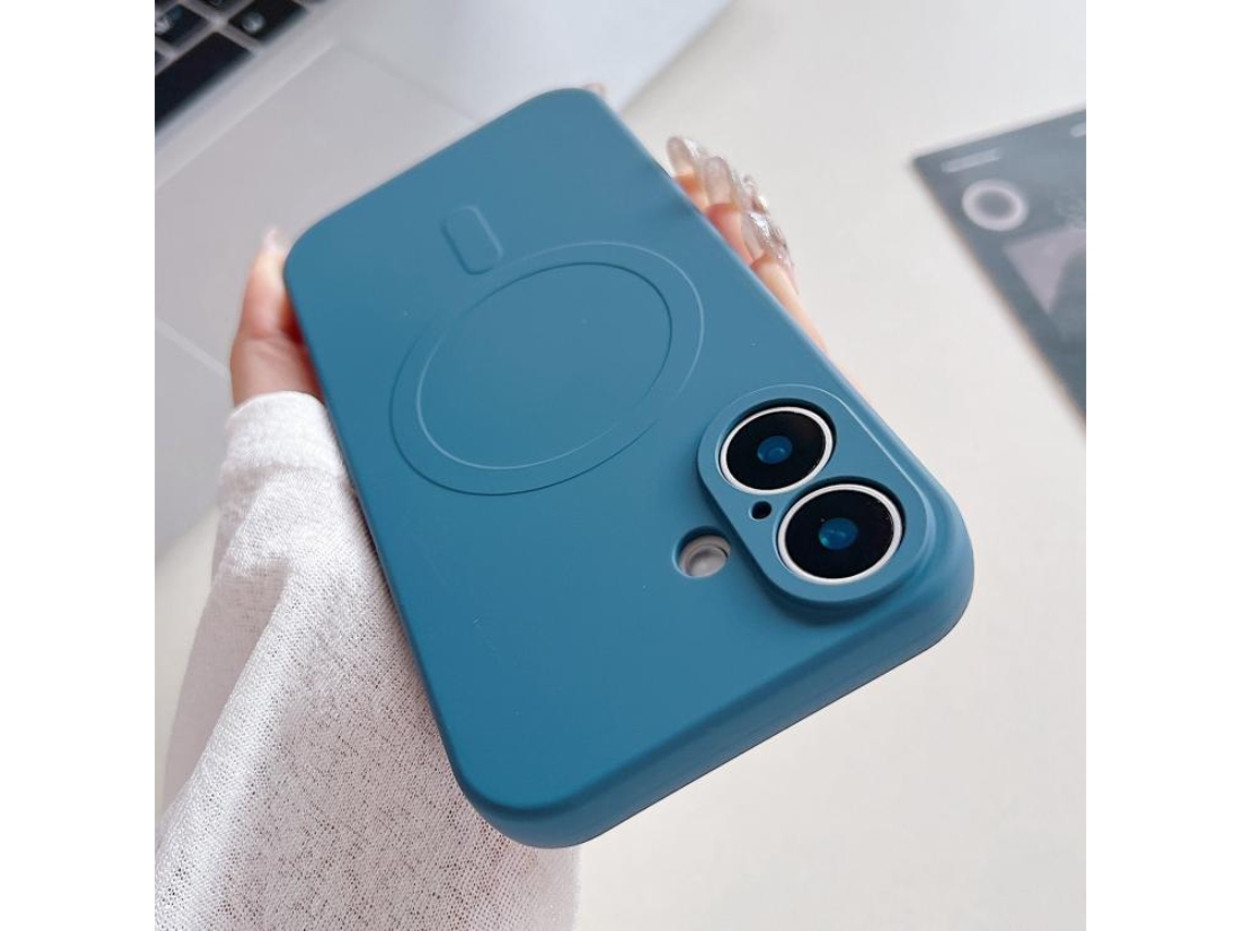 Capa Magsafe Para Iphone 17 - Silicone Líquido Com Cor Sólida | Magnética - Azul Royal