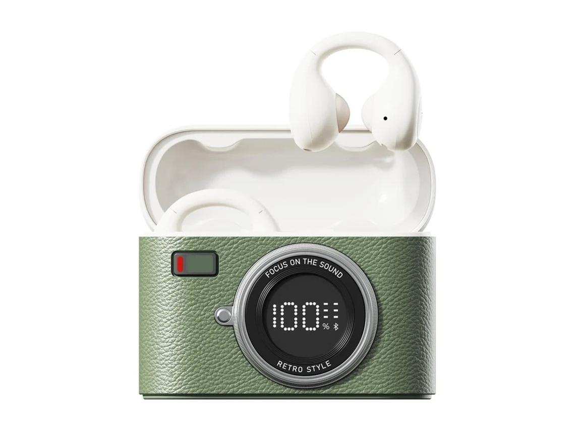 Auriculares Clipe Orelha Aberta Led Bestvite Tecido Bluetooth Verde