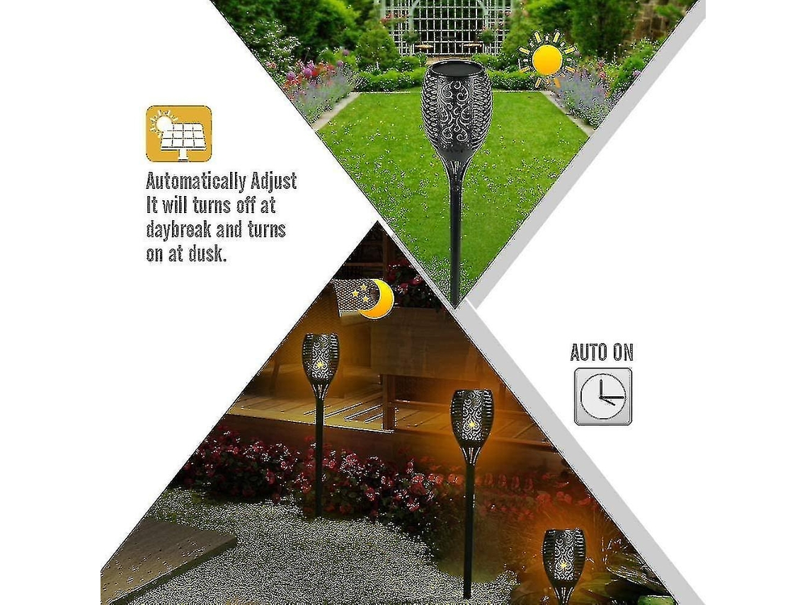 Lâmpadas de fogo solar impermeáveis para decoração exterior de jardim, pacote de 4 S/MARCA