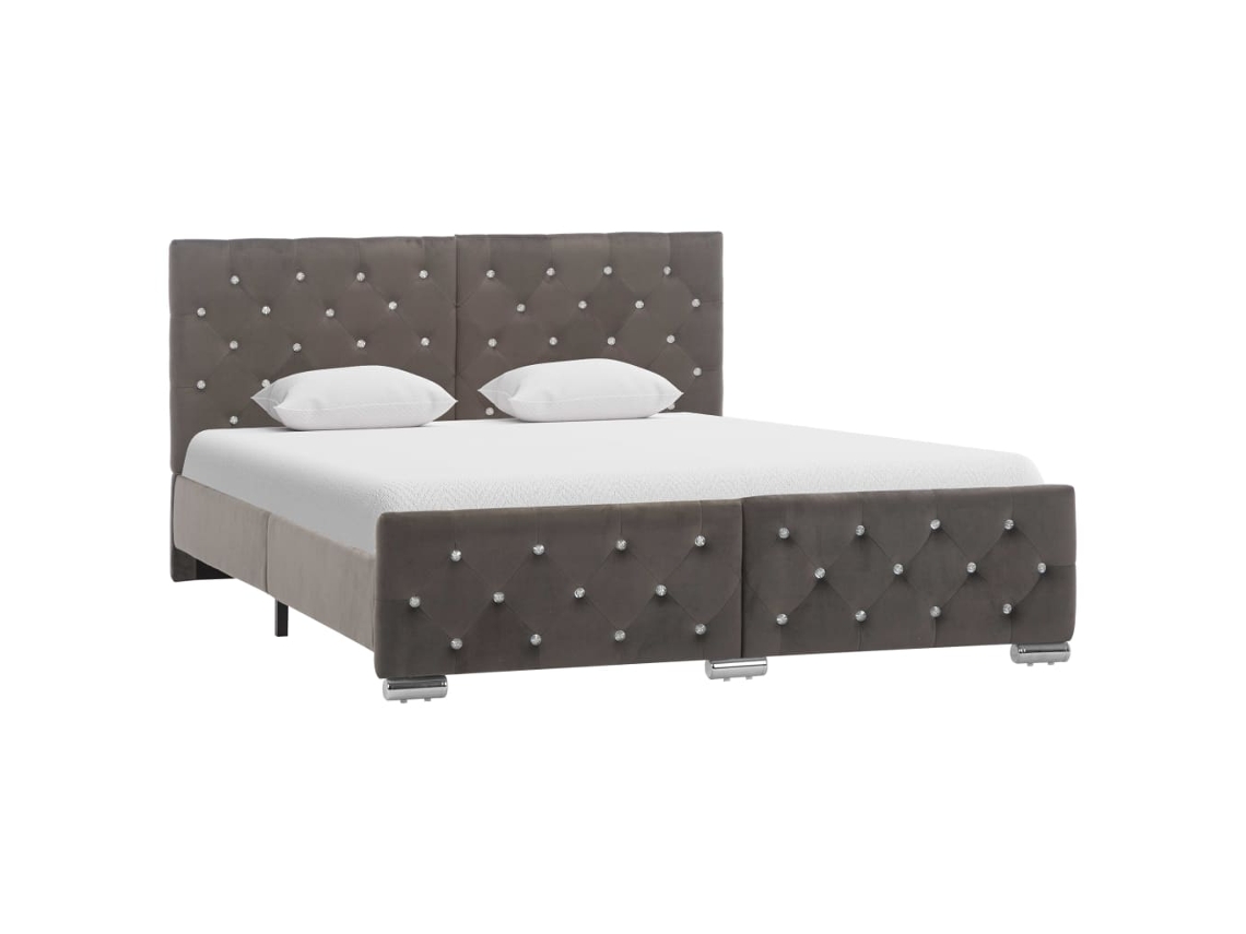 Vidaxl Estrutura De Cama 140x200 Cm Veludo Cinzento