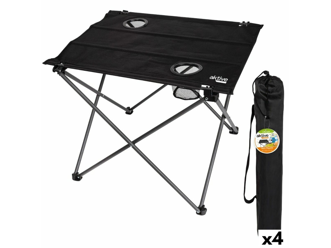 Mesa Dobrável Aktive Preto Têxtil 61 X 51 X 50 Cm 4 Unidades