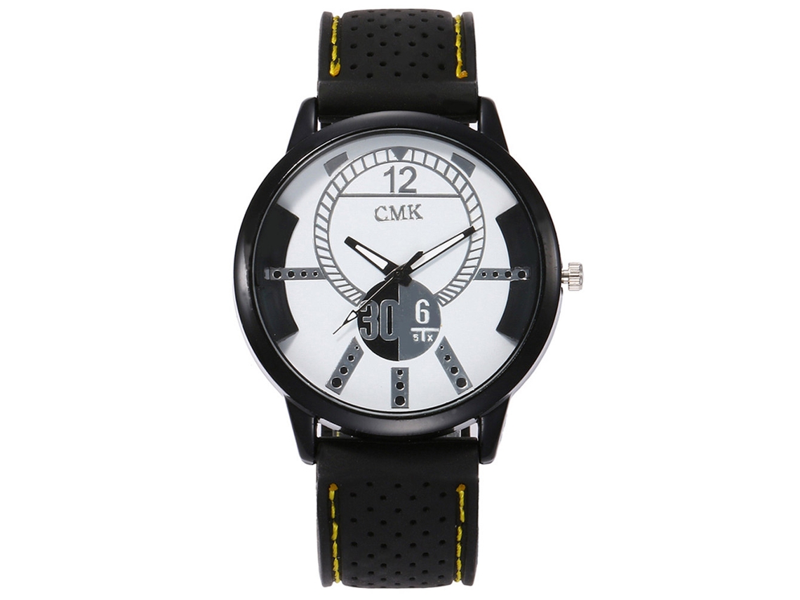 Relógio esportivo casual unissex com pulseira de silicone, amarelo