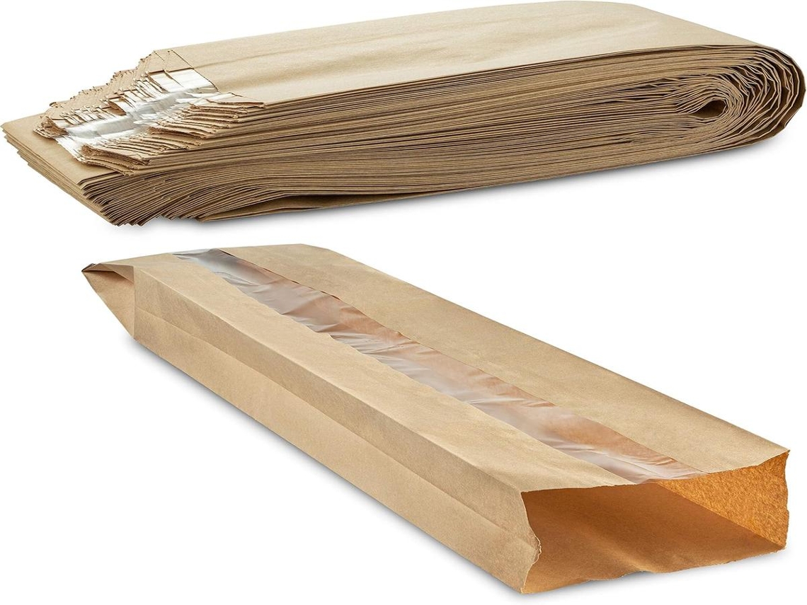 Sacos de papel Lurelia, 100 unidades, papel kraft, 10 cm, 61 cm, para alimentos e lanches.