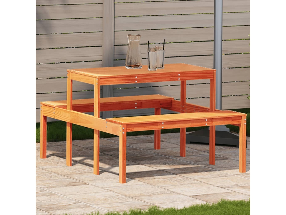 Vidaxl Mesa De Piquenique 110x134x75 Cm Pinho Maciço Castanho-mel