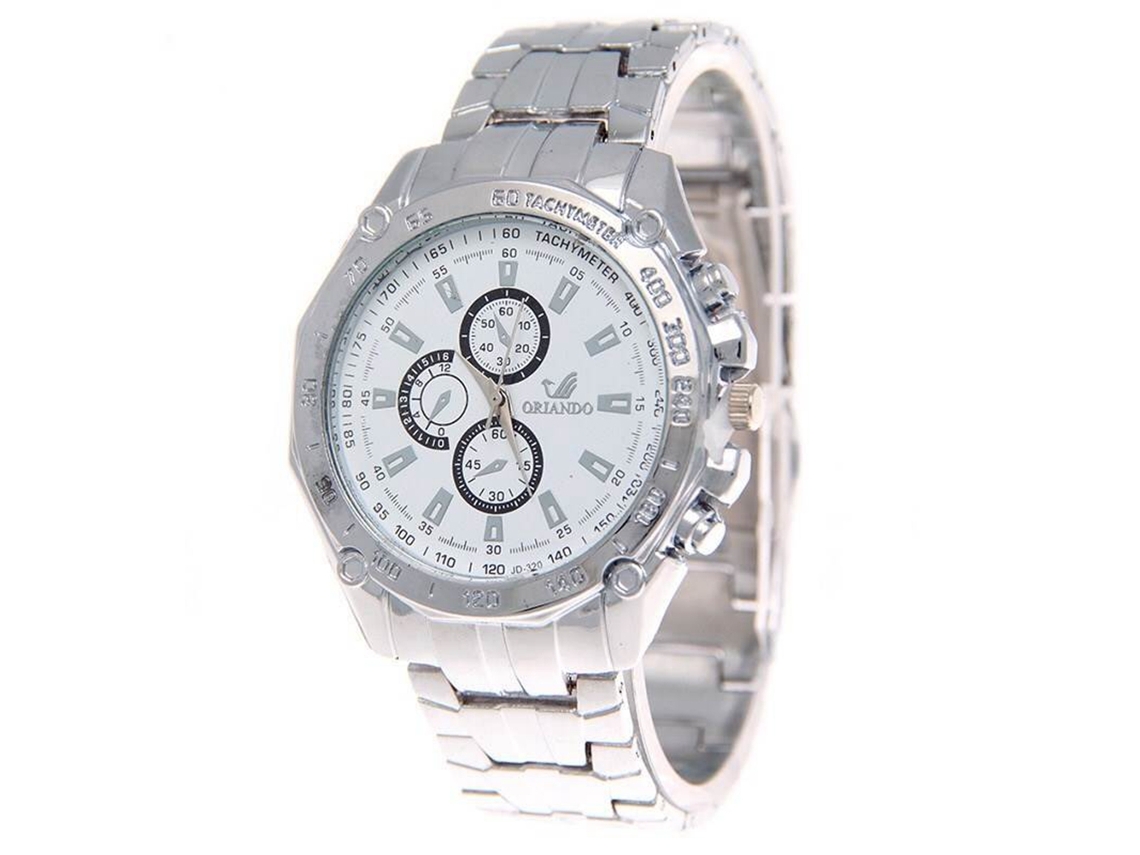Relógio Masculino Casual de Pulso de Aço com Mostrador Analógico e Movimento de Quartzo Branco