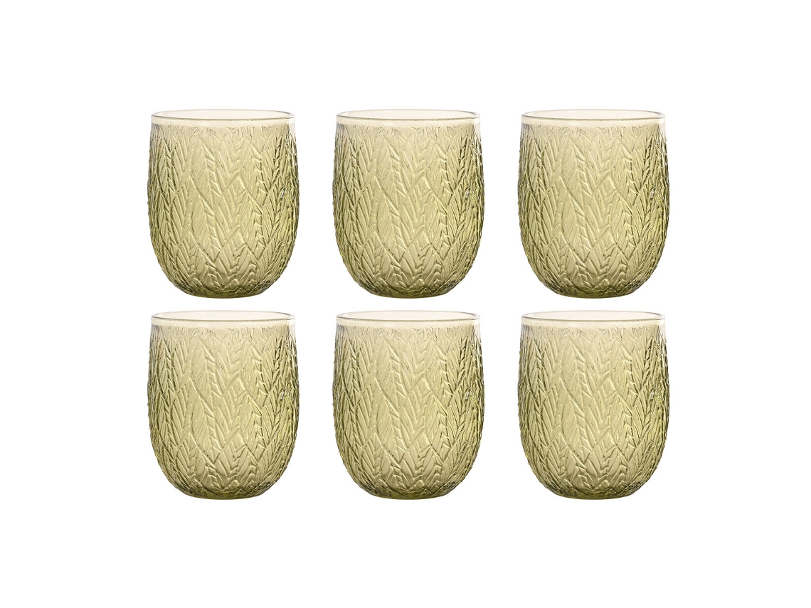 Conjunto De Copos Home Esprit Verde Cristal Com Relevo 360 Ml (6 Unidades)