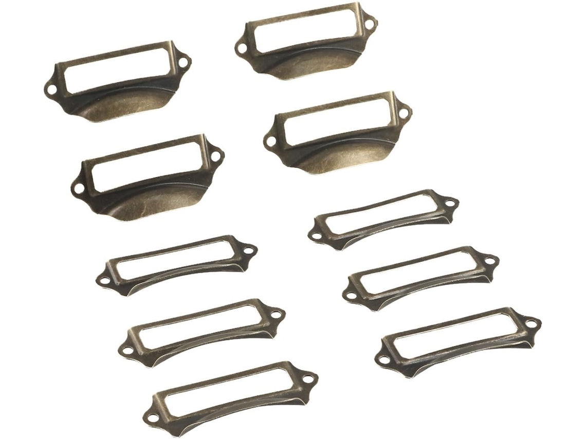 Conjunto De 10 Puxadores Retrô Para Gavetas Com Moldura Etiqueta, Alça De Ferro Em Bronze Antigo Para Caixa Joias