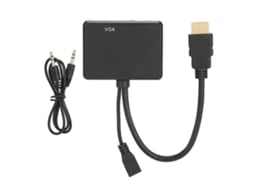 Conversor e Divisor de Sinal Hdmi para Vga e Hdmi com Saída de Áudio Preto | S/MARCA