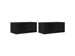 Conjunto de 2 Móveis de Tv Deriv. Madeira Carvalho Preto MAISON EXCLUSIVE (60x31x25,5 cm)