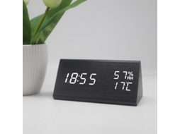 Despertador Digital Com Display Eletrônico De Madeira Em L Detecção Dupla De Temperatura E Umidade Ideal Para Quartos Crianças Noturnas*