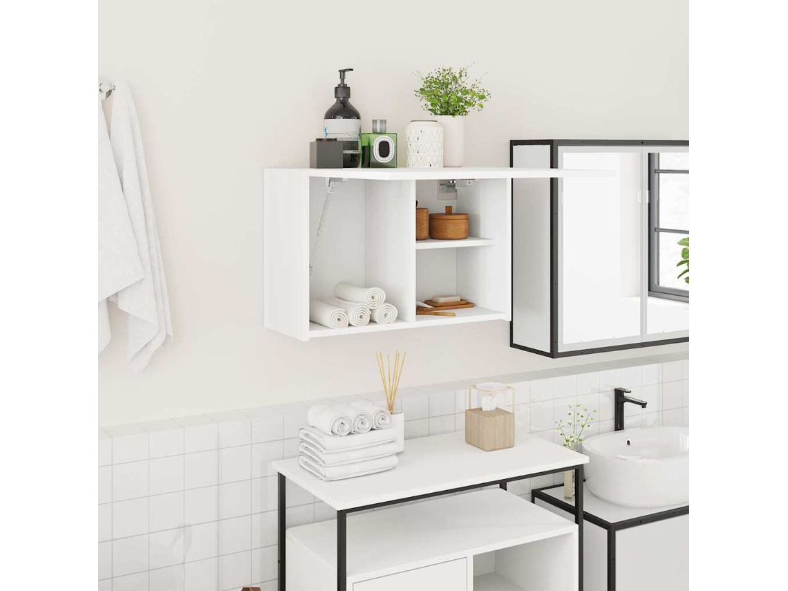 Vidaxl Armário Parede P/ Casa Banho 60x25x40 Cm Deriv. Madeira Branco