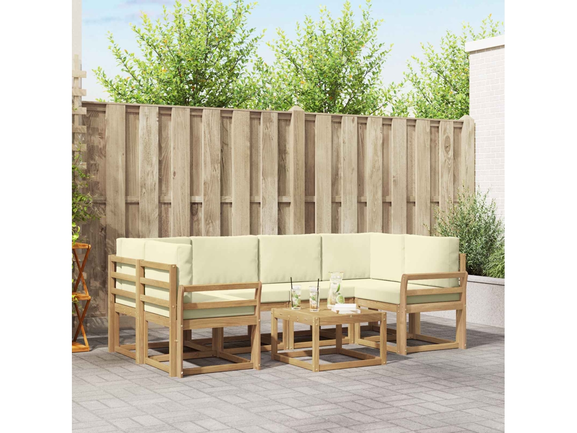 Vidaxl Conjunto De Sofás Para Exterior 7 Pcs Branco E Creme