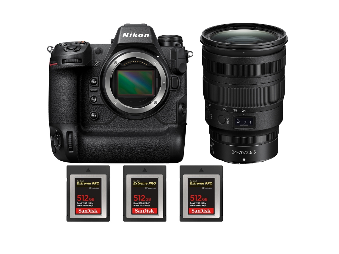 Z9 + Z 24 70mm F/2.8 S + 3 Sandisk 512gb Extreme Pro Cfexpress Type B Máquina Fotográfica Profissional + Ebook Pricedirect NIKON