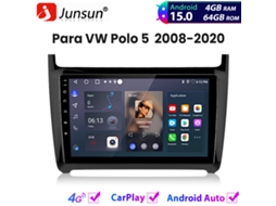 Rádio Automóvel JUNSUN Android 15 Carplay para Vw Polo 5 2008 2020 Gps Navi Bt Wifi 4+64gb 8 Núcleos V1pro