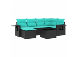 Conjunto de Sofá de Jardim, 7 Peças, Almofadas, Rattan Preto MAISON EXCLUSIVE