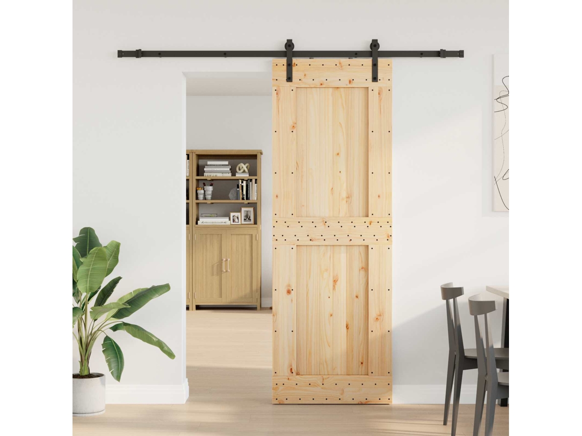 Vidaxl Porta Deslizante Narvik Natural E Preto 80 X 210 Cm (213,5 Cm)