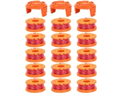 Pacote com 15 Carretéis de Fio com 3 Tampas Aparador de Grama para Worx Wa0010/wa6531 HENTEN HOME