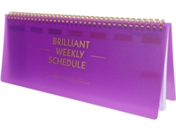 Agenda semanal de papel roxo sem data, planejador de horários.