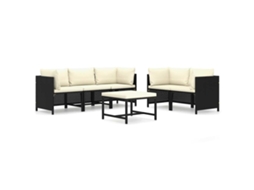 Maison Exclusive - 6 Pcs Conjunto Lounge De Jardim C/ Almofadões Vime Pe Preto