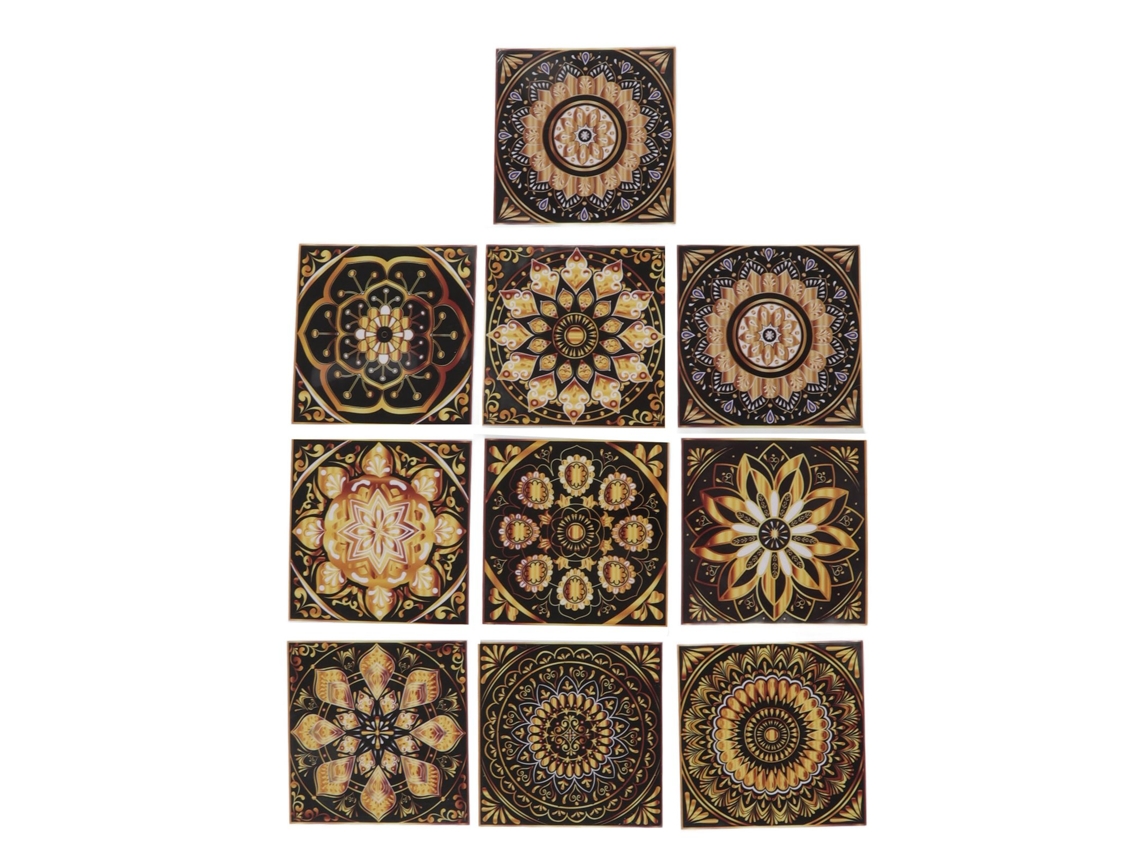 Conjunto de 10 adesivos para azulejos impermeáveis autoadesivos PVC 15x15cm para parede cozinha hotel quarto S/MARCA