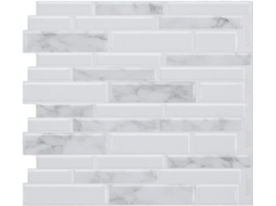 Backsplash de mármore autoadesivo, 10 folhas de ladrilhos autoadesivos 3D Slowmoose Premium