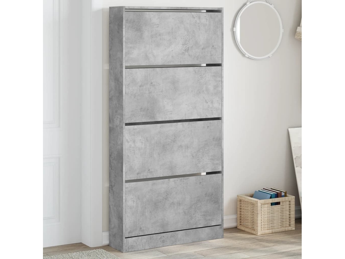 Vidaxl Sapateira C/ 4 Gavetas Articuladas 80x21x163,5 Cm Cinza Cimento