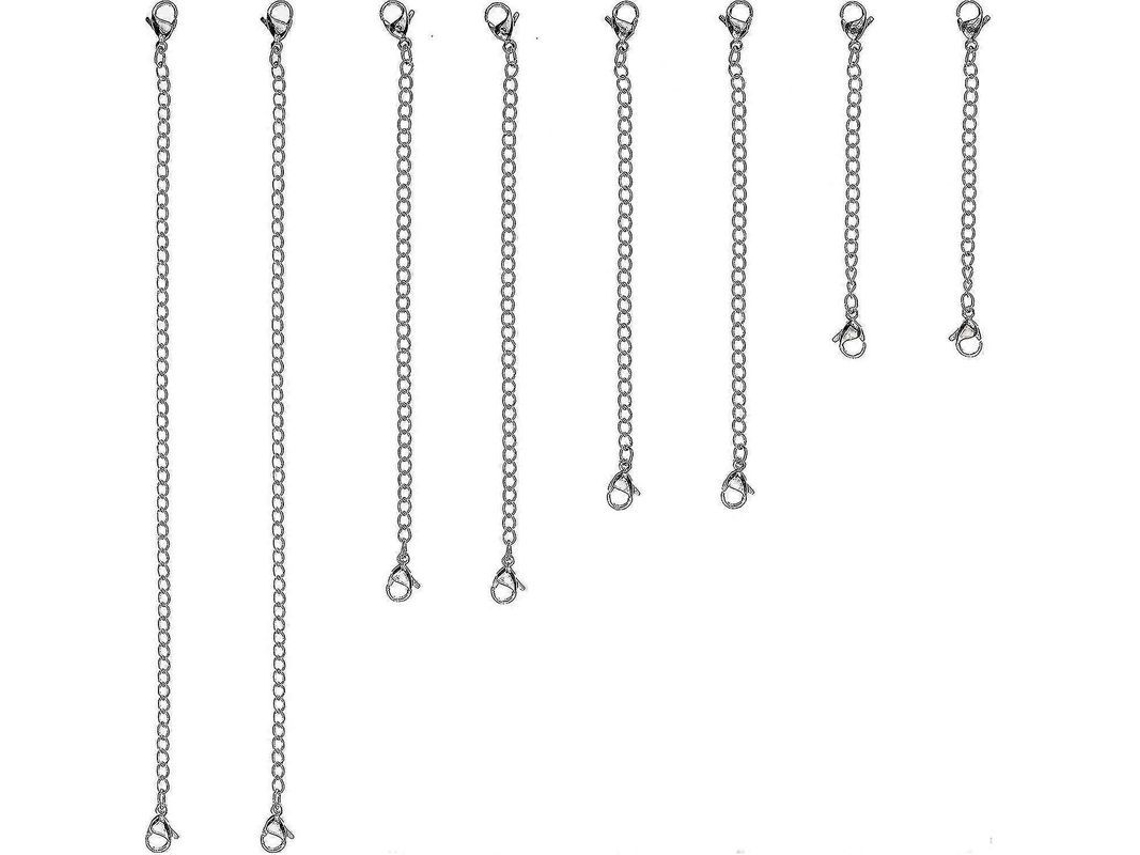 2026 8 Piezas Extensores de Colar Y Pulsera de Acero Inoxidable com Longitudes de 2, 3, 4, 6 Polegadas, Clips Cangrejo Clásico