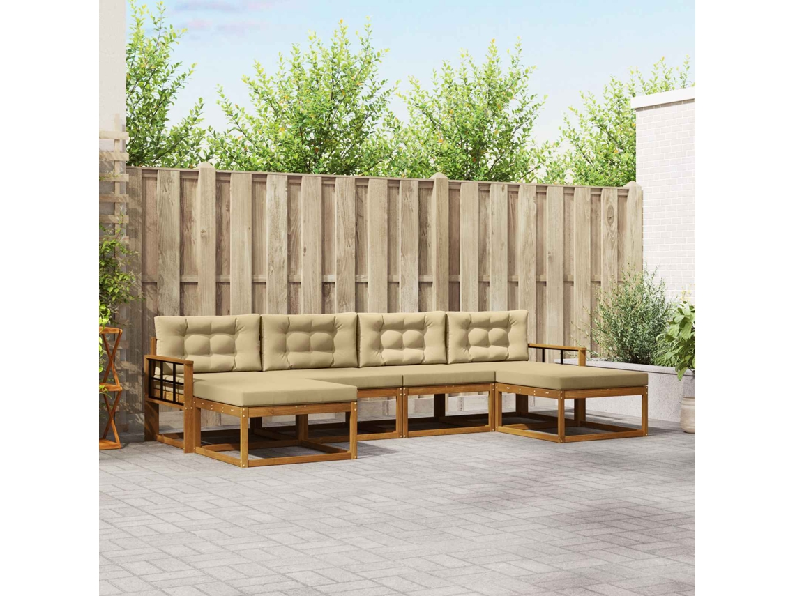 Vidaxl Conjunto De Sofás Para Exterior 6 Unid. Natural E Bege