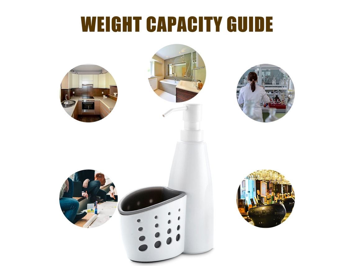 Dispenser Líquido para Banheiro e Cozinha LAXISCREED de 400ml com Suporte de Esponja e Compartimentos de Arrumação