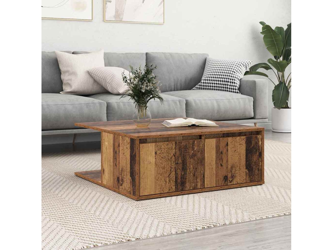 Vidaxl Mesa De Centro Madeira Antiga 80 X 80 X 31 Cm