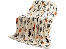 Manta de Flanela Syjym com Estampa Abóbora para o Halloween, Ideal para Quarto, Sala de Estar