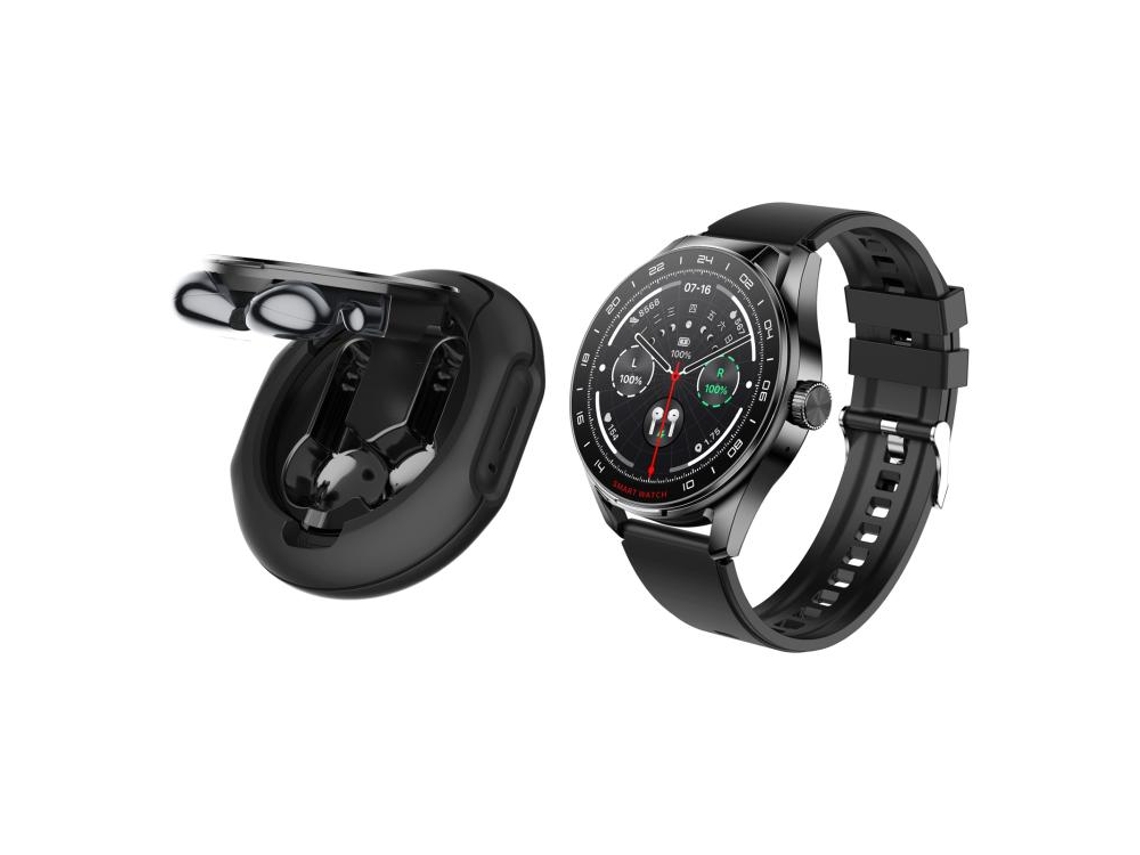 (preto) Smartwatch 2 Em 1 Com Fone De Ouvido Bluetooth De 1,46 Polegadas, Chamadas Bluetooth/nfc/monitoramento Cardíaco