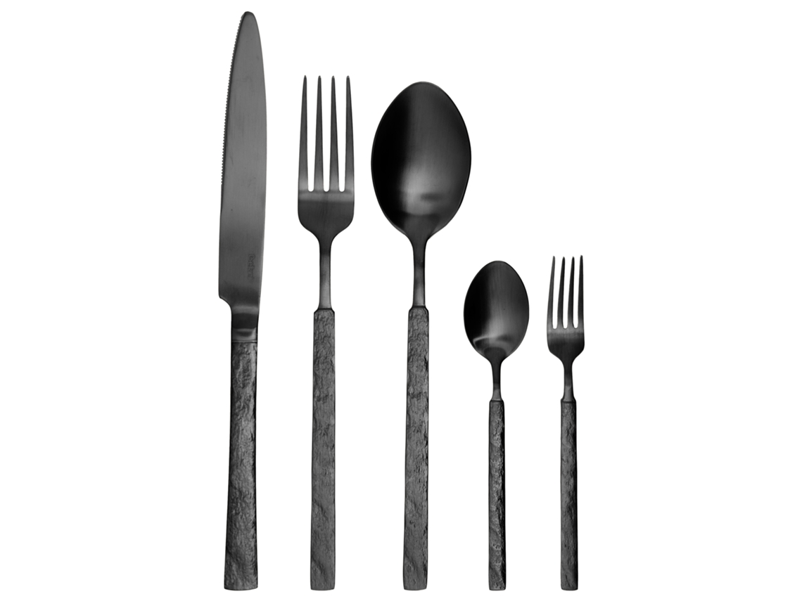 Conjunto De 30 Talheres Bigoli Preto Beliani