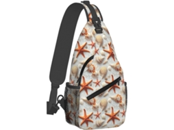 Bolsa de ombro elegante com estampa de estrela do mar, tecido poliéster E/MARCA