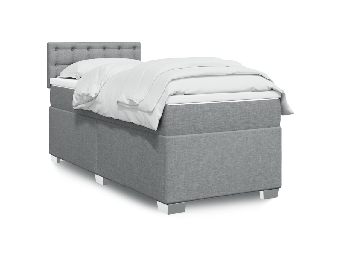 Cama com molas/colchão 90x200 cm tecido cinza-claro