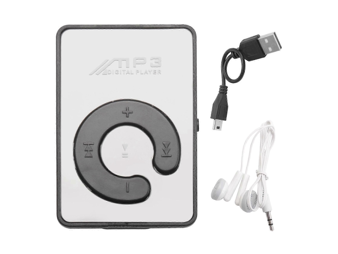 Mini reprodutor MP3 com cabo USB e fones, preto TAISHENGDA
