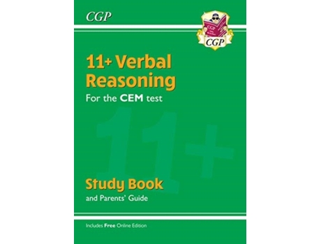 Livro 11+ cem verbal reasoning study book (with parents' guide & online edition) de cgp books (inglês)