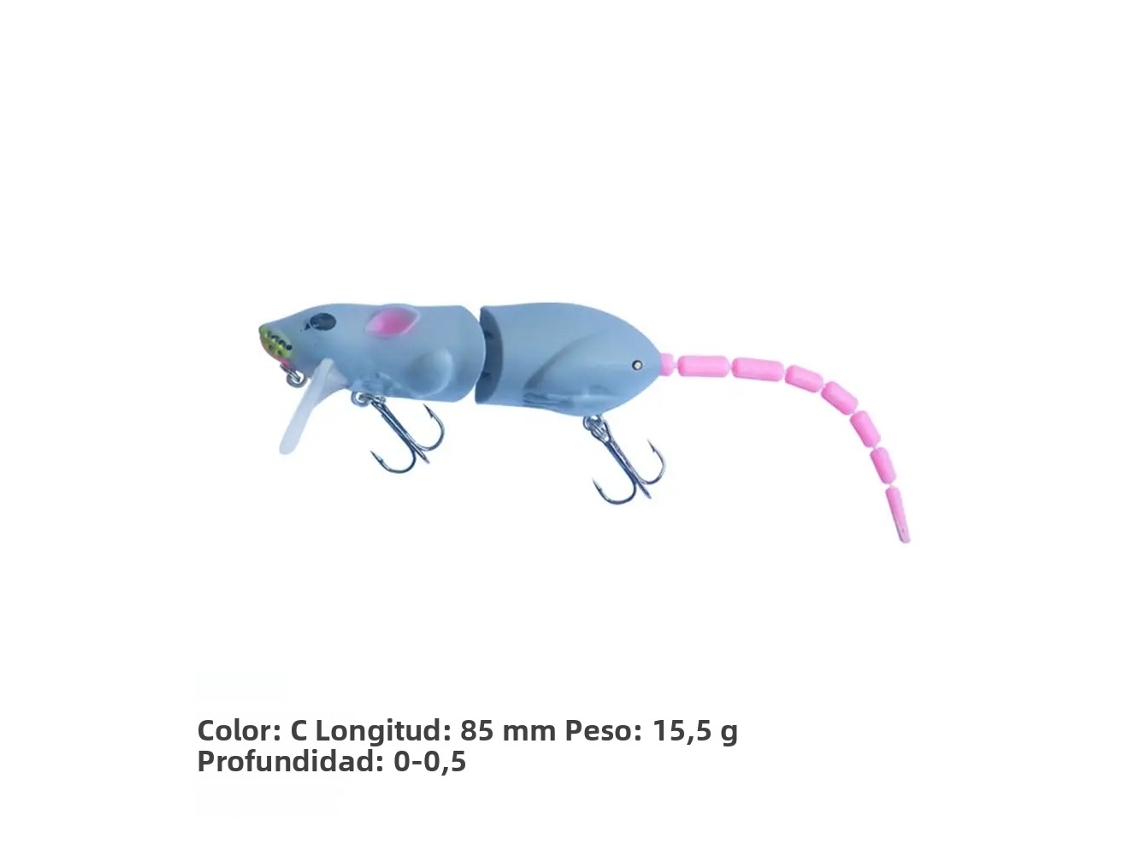 Isca artificial de rato MDUG em plástico, 15,5cm, flutuante