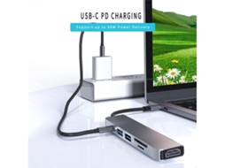 Lurelia Hub Usb-c 6 Em 1 Com 4k, 1080p, Hdmi, Usb 3.0, Usb 2.0, Sd/tf, Pd 60w Para Macbook